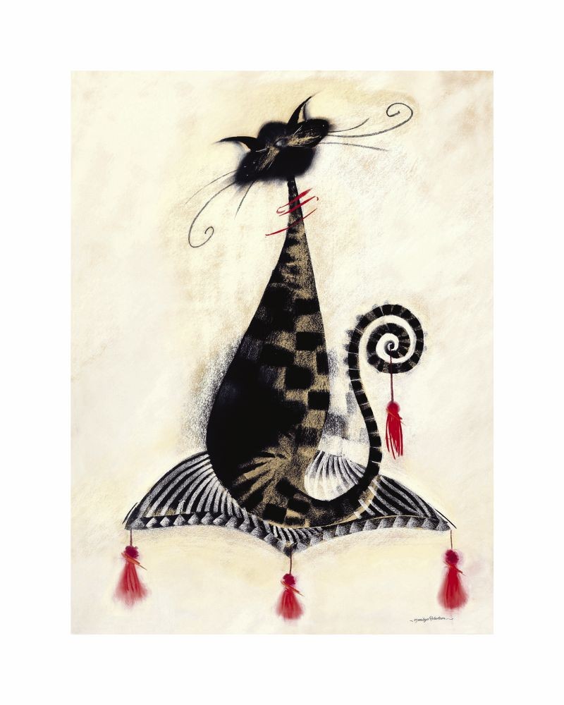 Marilyn Robertson, Thomas The Cat (Malerei, Katze, Kissen, dekorativ, Schlafzimmer, Treppenhaus, Wohnzimmer,  Bistro, bunt)
