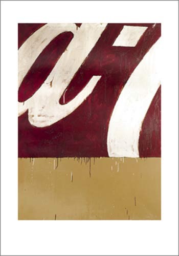 Mario SCHIFANO, Grande particolare di propaganda, 1962 (Plakat, Detail, Werbung, Coca-Cola, Ausschnitt, Wohnzimmer, Bar, Bistro, Gastronomie, rot/beige)
