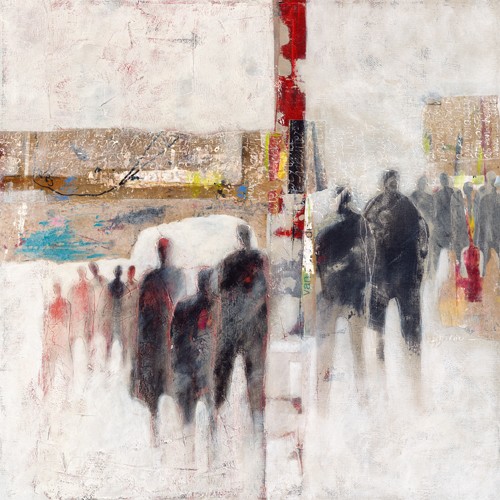Marjolijn van Ginkel, Heimwee (Wunschgröße, Malerei, Moderne, Dekorativ, Figurativ, Menschen, Personen, Abstrakt, Farbfelder, Muster,  Wohnzimmer, Büro, bunt)