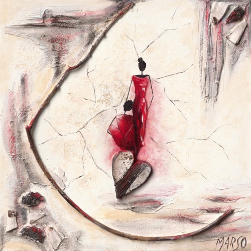 Marso, Coeur dA (Moderne Malerei,  Afrikanerin, Frau, Herz, abstrakter Hintergrund, Ethnic, ethnologisch, dekorativ, Wohnzimmer, Esszimmer, Treppenhaus, Wunschgröße, bunt)