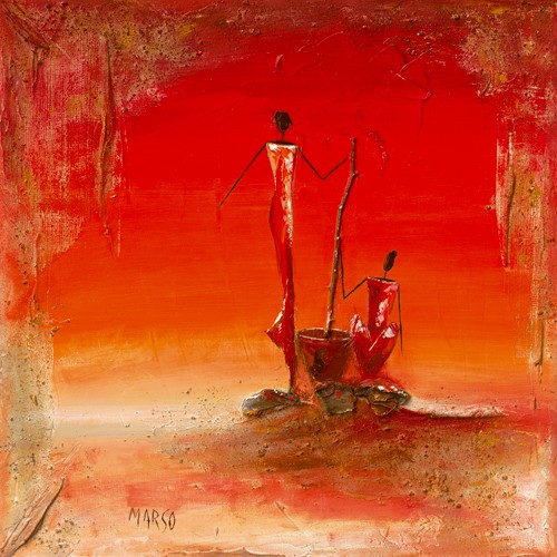 Marso, Le mil (Moderne Malerei, Afrikaner, abstrakter Hintergrund, Ethnic, ethnologisch, dekorativ, Wohnzimmer, Esszimmer, leuchtend, Wunschgröße, bunt)