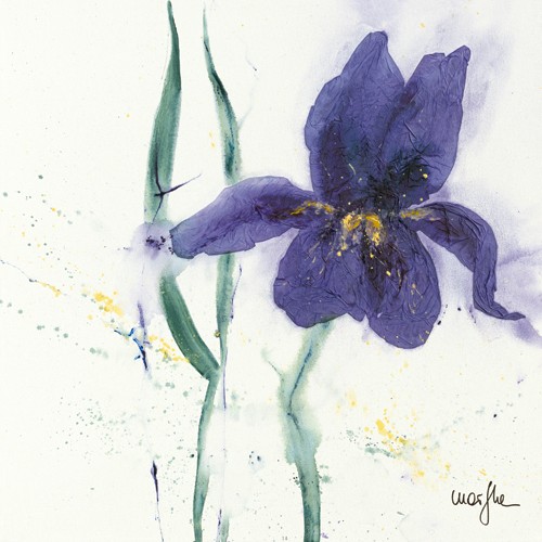 Marthe, Iris II (Blumen, Iris, Lilie, Malerei, Aquarell, Wohnzimmer, Treppenhaus,  Esszimmer, zeitgenössisch, Wunschgröße, violett)