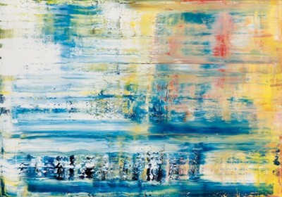 Martina Kropf, Riflesso solare (Abstrakt, Reflexionen, Sonnenreflexionen, Farbflächen, Farbverläufe, Farbspritzer, Farbtupfer, blau / bunt, Wunschgröße, Modern, Malerei,)