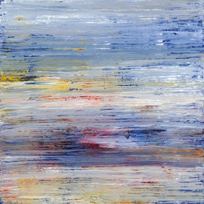 Martina Kropf, Tramonto Marittimo (Abstrakt, Farbflächen, Farbverläufe, Farbspritzer, Farbtupfer, horizontal, maritim, blau / bunt, Wunschgröße, Modern, Malerei,)