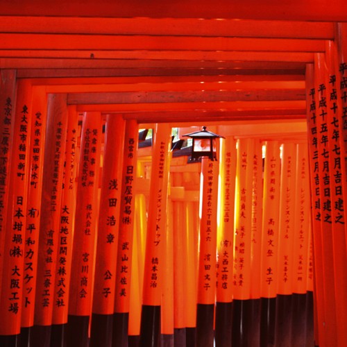 Matthias Weber, Kyoto I (Wunschgröße, Fotografie, Asien, Japan, Kyoto, Shintō-Schrein, Fushimi Inari, Tor, Schrein, Eingang, Wohnzimmer, rot / bunt)