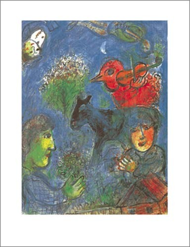 Marc Chagall, L't (Sommer, geigespielender Vogel, Menschen, Blumen, mystisch, Treppenhaus, Wohnzimmer, Arztpraxis, Klassische Moderne, bunt)