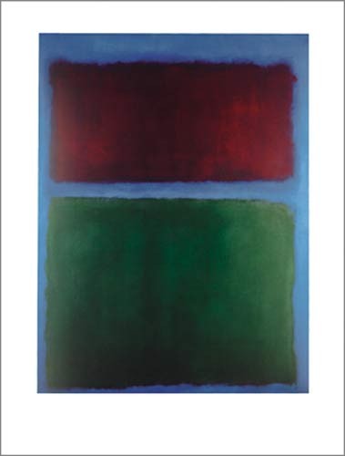 Mark Rothko, Earth and green, 1955 (Abstrakte Malerei, abstrakter Expressionismus, meditativ, Farbfelder, verschwommen, Farbwolken, Farbschleier, Transparenz, Klassische Moderne, Büro, Business, Wohnzimmer, grün / rot /blau)