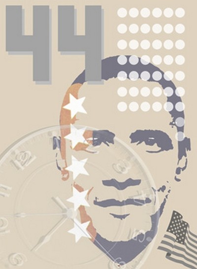 Marcel Terrani, Time for Change (People & Eros, Persönlichkeiten, Barack Obama, Politiker, USA, Figurativ, Wunschgröße, Modern, Fotokunst, Wohnzimmer, grau/beige)