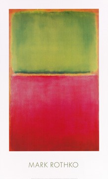 Mark Rothko, Untitled (Green, Red on Orange) (Abstrakte Malerei, abstrakter Expressionismus, meditativ, Farbfelder, verschwommen, Farbwolken, Farbschleier, Transparenz, Klassische Moderne, Büro, Business, Wohnzimmer, grün / rot)