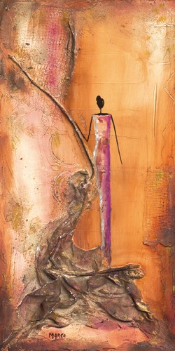 Marso, Moi (Moderne Malerei,  Afrikanerin, Frau, abstrakter Hintergrund, Ethnic, ethnologisch, dekorativ, Wohnzimmer, Esszimmer, Treppenhaus, Wunschgröße, bunt)