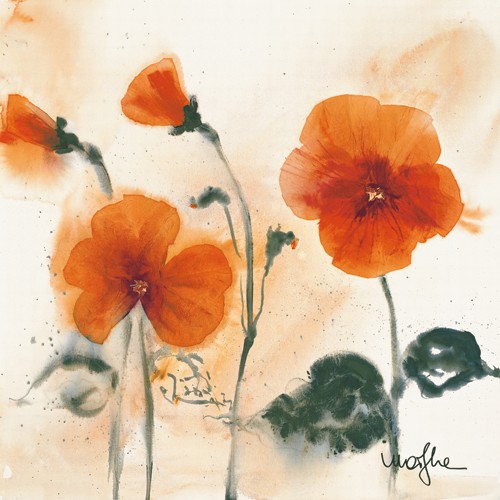 Marthe, Les Penses I (Blumen, Stiefmütterchen, Malerei, Aquarell, Wohnzimmer, Treppenhaus,  Esszimmer, zeitgenössisch, Wunschgröße, bunt)