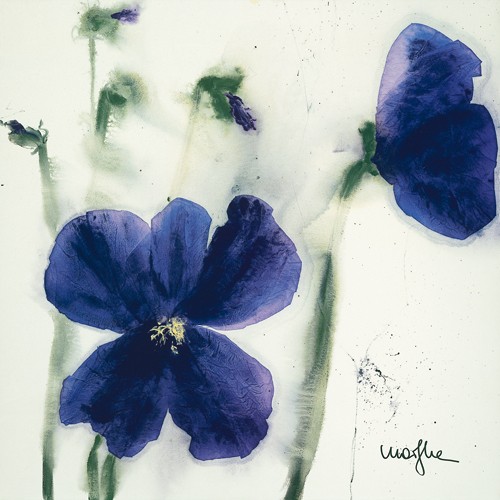 Marthe, Les Penses III (Blumen, Stiefmütterchen, Malerei, Aquarell, Wohnzimmer, Treppenhaus,  Esszimmer, zeitgenössisch, Wunschgröße, bunt)