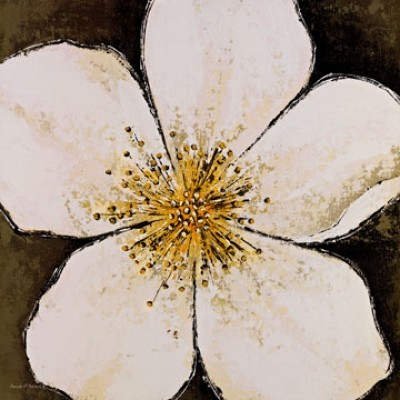 Amanda McAndrews, White Delight (Blumen, Blüte, Blütenblätter, Staubbeutel, Botanik, Treppenhaus, Wohnzimmer, Malerei, weiß/braun)