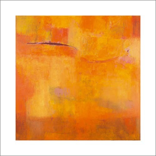 Mechthild SECK, Welle, 2005 (Abstrakt, Abstrakte Malerei, Farbfelder, Formen, Welle, Schemen, diffus, modern, Büro, business, Wohnzimmer, Treppenhaus, Arztpraxis, goldgelb/orange)