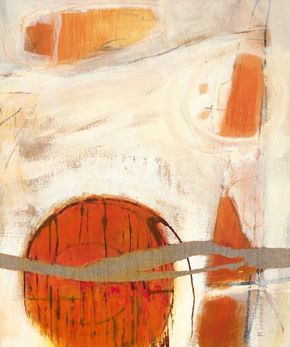 Mechtild Runde-Witjes, Gezeiten IV (Abstrakt, abstrakte Malerei, Linien, Formen, amorphe Formen, zeitgenössisch, Wohnzimmer, Büro, Wunschgröße, beige/orange)