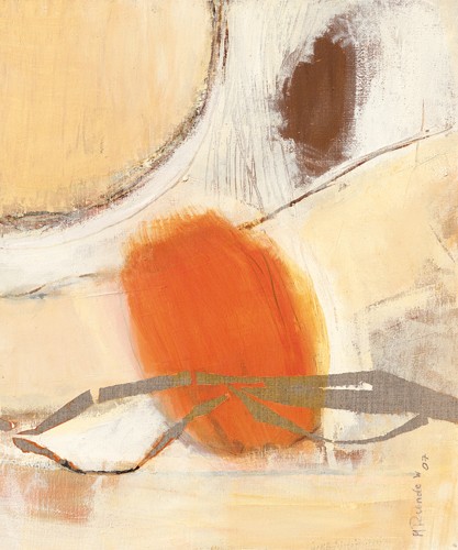 Mechtild Runde-Witjes, Gezeiten III (Wunschgröße, Abstrakt, abstrakte Malerei, Linien, Fabffelder, Formen, Bewegung, Formen, modern, zeitgenössisch, Wohnzimmer, Büro, gelb/beige/orange)