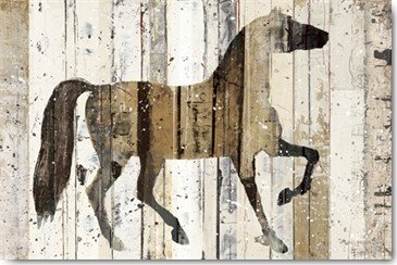 Michael Mullan, Dark Horse (Holzpanel, Pferd, shabby, retro,  Vintage, Wunschgröße, Treppenhaus, Wohnzimmer, beige, braun)