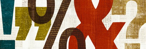 Michael Mullan, Punctuated II (Zeichen, Fragezeichen, Prozente, Anführungsstriche, Modern, Büro, Wohnzimmer, Jugendzimmer, blau/grün, rot, braun, beige, @, Sternchen)