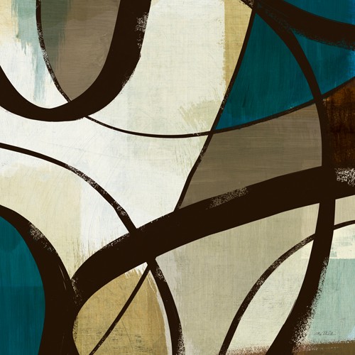 Michael Mullan, So Sumi II (modern, abstrakt, Kreise, Linien, Bögen,  braun, blau, beige, retro, Wohnzimmer, Treppenhaus, Wunschgröße)