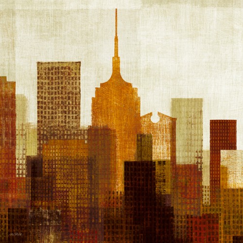 Michael Mullan, Summer in the City II (Skyline, New York, plakativ, Brooklyn Bridge, Brücke, Wolkenkratzer, modern, Häuser, Wohnzimmer, Büro, Treppenhaus, bunt, Wunschgröße)