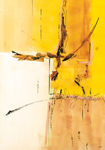 Michael Schönpflug, Sommerspiele 2 (Abstrakt, figurativ, Silhouette, modern, Sport, Malerei, Wunschgröße, Büro, Business, Wohnzimmer, Treppenhaus, gelb)