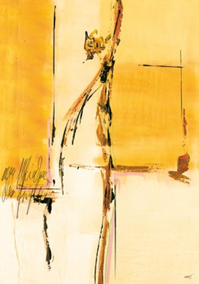Michael Schönpflug, Sommerspiele I (Abstrakt, figurativ, Silhouette, modern, Sport, Malerei, Wunschgröße, Büro, Business, Wohnzimmer, Treppenhaus, gelb)