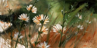 Michael Hopf, Blumen im Wind (Modern, Malerei, Natur, Floral, Blumen, Blumenwiese, bunt)
