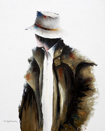Mike Ponder, Cowboy I (Mann, Person, Cowboy, Hut, Rückblick, moderne Malerei, zeitgenössisch, Wunschgröße, Treppenhaus, Wohnzimmer, Jugendzimmer,)