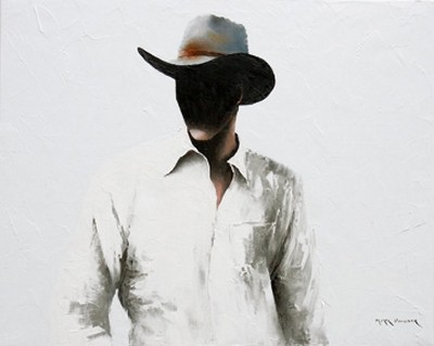 Mike Ponder, Cowboy II (Mann, Person, Cowboy, Hut, Schatten, moderne Malerei, zeitgenössisch, Wunschgröße, Treppenhaus, Wohnzimmer, Jugendzimmer,)