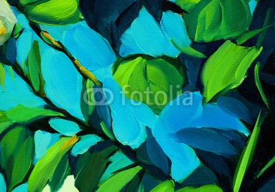 Mikhail Zahranichny, leaves against the blue sky, painting by oil on canvas, illustra (malerei, kunst, abbildung, zeichnung, natur, landschaft, ausreisen, verzweigt, himmel, sommer, frühling, blume, hell, zusammengewürfelt, canvas, künstler, dekorativ, clipart, rose, hintergrund, horizontale, entspannung, natürlich, positive, strukture)