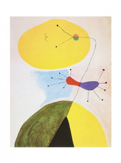 Joan Miro, Portrait, 1938 (Abstrakte Malerei, amorphe Formen, figurativ, surreal, Muster, Ornamente,  Wohnzimmer, Treppenhaus,  Klassische Moderne, Malerei, bunt)