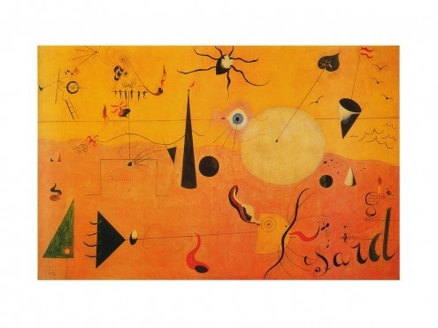 Joan Miro, Katalanische Landschaf (Abstrakte Malerei, amorphe Formen, figurativ, surreal, Muster, Ornamente,  Wohnzimmer, Treppenhaus,  Klassische Moderne, Malerei, bunt)