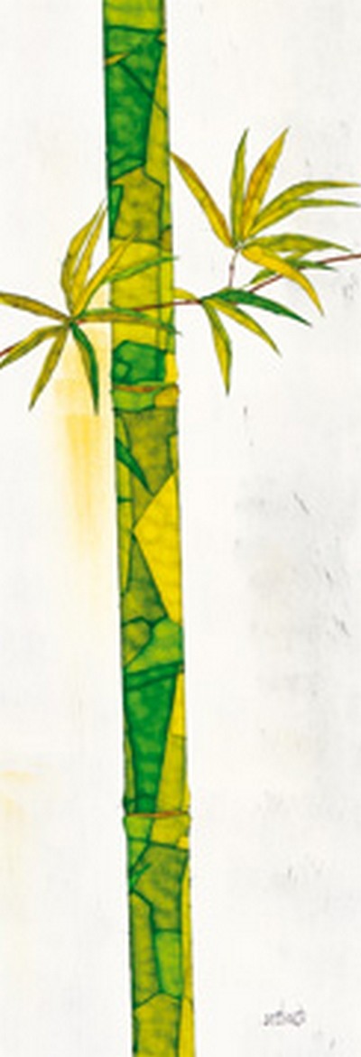 Michael Ferner, Bambus Duo I (Bambus, floral, Pflanze, Natur, Asiatisch, Treppehaus, Wohnzimmer, Badezimmer, Malerei, Wunschgröße, bunt)