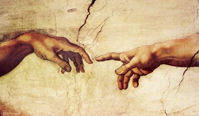 MICHELANGELO BUONARROTI, Die Erschaffung Adams (Adam, Gott, Erschaffung, Leben, Berührung, Fingerspitzen, Hände, Klassiker, Renaissance, Fresko, Deckengemälde, Wunschgröße, Sixtinische  Kapelle, bunt)