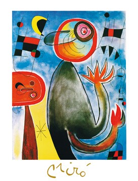 Joan Miro, Les echelles en roue (Abstrakte Malerei, amorphe Formen, figurativ, surreal, Muster, Ornamente,  Wohnzimmer, Treppenhaus,  Klassische Moderne, Malerei, bunt)