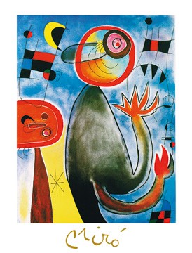 Joan Miro, Les echelles en roue (Abstrakte Malerei, amorphe Formen, figurativ, surreal, Muster, Ornamente,  Wohnzimmer, Treppenhaus,  Klassische Moderne, Malerei, bunt)