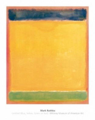 Mark Rothko, Untitled (Blue, Yellow, Green, Red) (Abstrakte Malerei, abstrakter Expressionismus, meditativ, Farbfelder, verschwommen, Farbwolken, Farbschleier, Transparenz, Klassische Moderne, Büro, Business, Wohnzimmer, bunt)