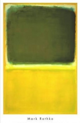 Mark Rothko, Untitled, 1951 (Abstrakte Malerei, abstrakter Expressionismus, meditativ, Farbfelder, verschwommen, Farbwolken, Farbschleier, Transparenz, Klassische Moderne, Büro, Business, Wohnzimmer, grün / gelb)