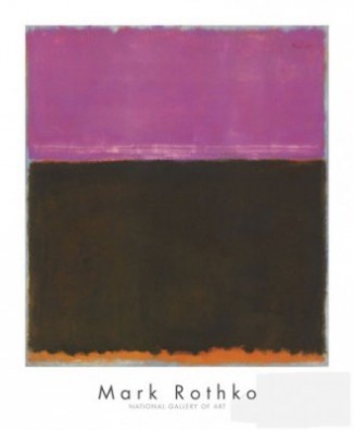 Mark Rothko, Untitled, 1953 (Abstrakte Malerei, abstrakter Expressionismus, meditativ, Farbfelder, verschwommen, Farbwolken, Farbschleier, Transparenz, Klassische Moderne, Büro, Business, Wohnzimmer, pink / schwarz)