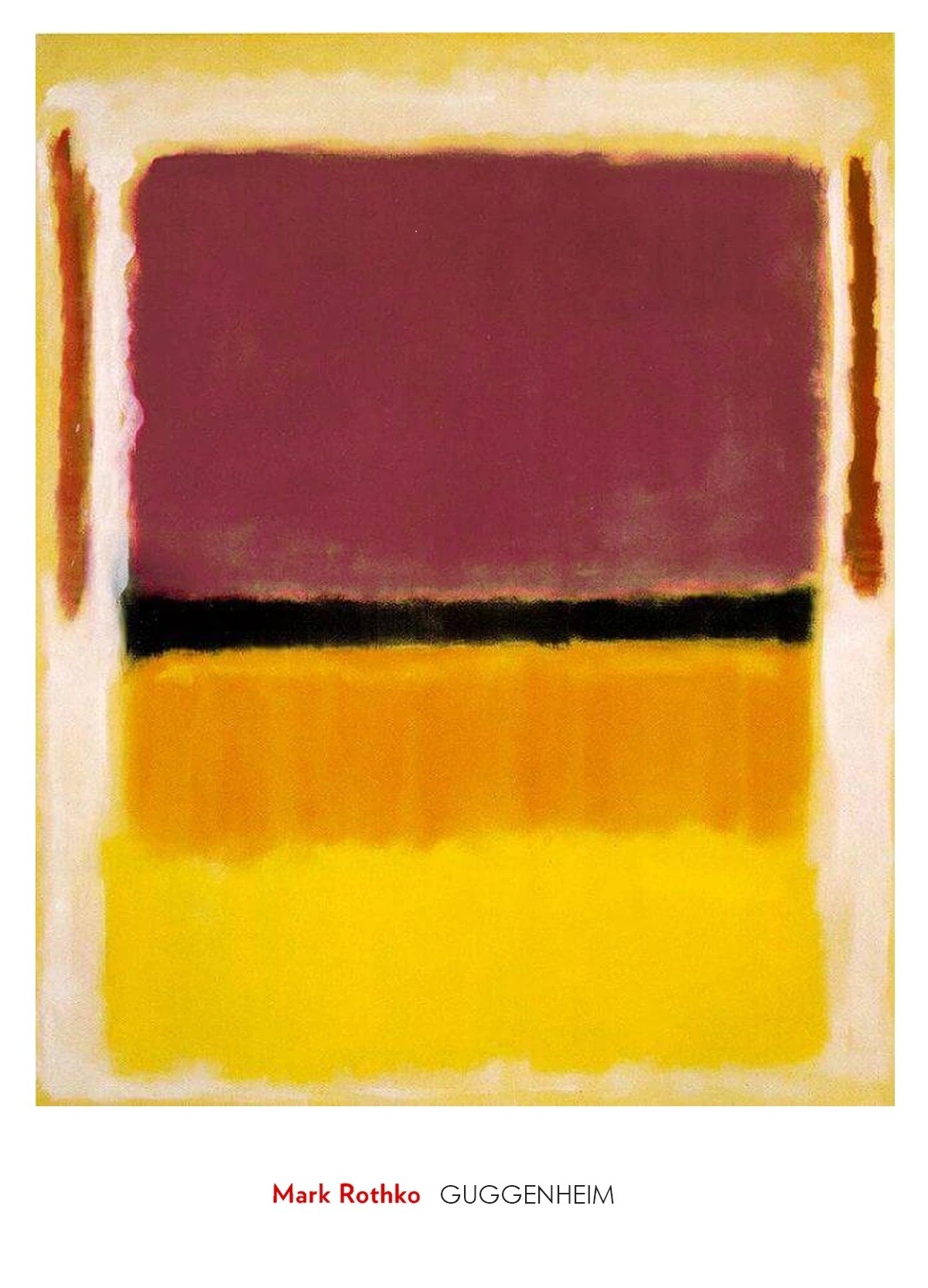 Mark Rothko, Untitled, 1949 (Abstrakte Malerei, abstrakter Expressionismus, meditativ, Farbfelder, verschwommen, Farbwolken, Farbschleier, Transparenz, Klassische Moderne, Büro, Business, Wohnzimmer, pink / gelb)