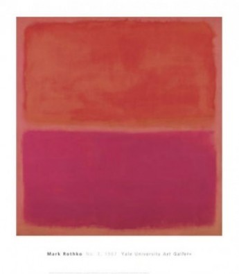 Mark Rothko, No. 3, 1967 (Abstrakte Malerei, abstrakter Expressionismus, meditativ, Farbfelder, verschwommen, Farbwolken, Farbschleier, Transparenz, Klassische Moderne, Büro, Business, Wohnzimmer, rot/ pink)