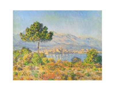Claude Monet, Antibes, 1888 (Impressionismus, Malerei, Landschaft, See,Stadt, Bäume, Natur, Berge, Frankreich, Schlafzimmer, Wohnzimmer, Wintergarten,bunt,Klassiker)