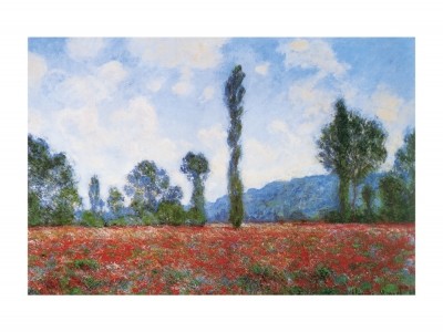 Claude Monet, Field of Poppies (Impressionismus, Malerei, Mohnblumen, Mohnblumenfeld, Blumen, Blüten, Idylle, Frankreich, Schlafzimmer, Wohnzimmer, Wintergarten, bunt, Klassiker)