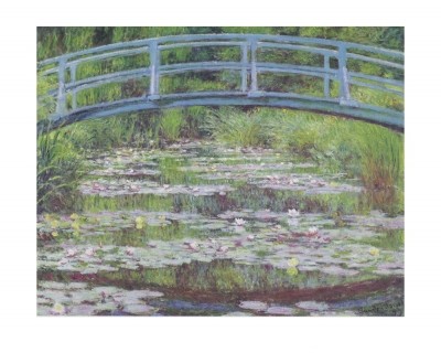 Claude Monet, Seerosen & Japanische Brücke (Impressionismus, Malerei, Seerosen, Wasserpflanzen, Teich, Natur, Brücke, Schlafzimmer, Wohnzimmer, Wintergarten, Treppenhaus, bunt,Klassiker)