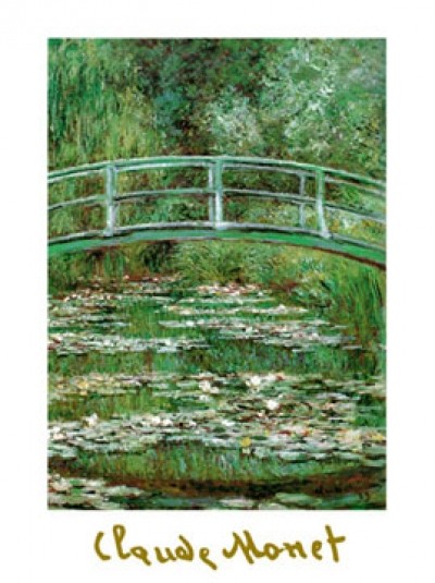 Claude Monet, Seerosen & Japanische Brücke (Impressionismus, Malerei, Seerosen, Wasserpflanzen, Teich, Natur, Brücke, Schlafzimmer, Wohnzimmer, Wintergarten, Treppenhaus, bunt,Klassiker)