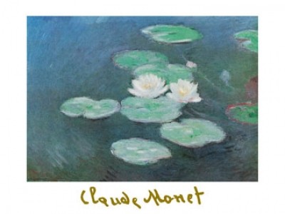 Claude Monet, Seerosen (Impressionismus, Malerei, Seerosen, Wasserpflanzen, Teich, Natur, Schlafzimmer, Wohnzimmer, Wintergarten, Treppenhaus,bunt,Klassiker)