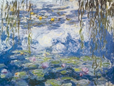 Claude Monet, Ninfee (Impressionismus, Malerei, Seerosen, Wasserpflanzen, Teich, Natur, Weidenzweige, Schlafzimmer, Wohnzimmer, Wintergarten, Treppenhaus, bunt, Klassiker)