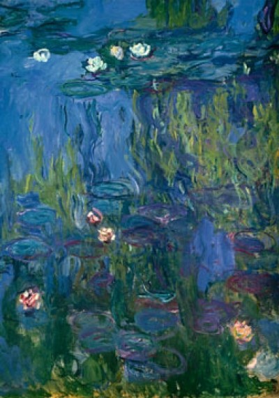 Claude Monet, Seerosen (Impressionismus, Malerei, Seerosen, Wasserpflanzen, Teich, Natur, Schlafzimmer, Wohnzimmer, Wintergarten, Treppenhaus,bunt,Klassiker)