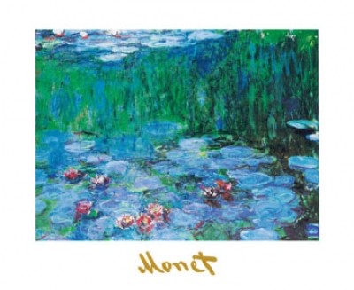 Claude Monet, Seerosen (Impressionismus, Malerei, Seerosen, Wasserpflanzen, Teich, Natur, Schlafzimmer, Wohnzimmer, Wintergarten, Treppenhaus,bunt,Klassiker)