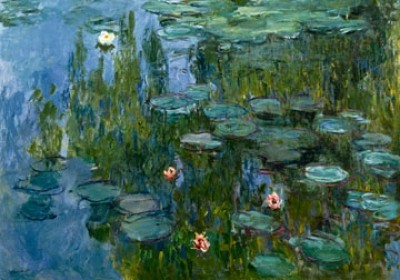 Claude Monet, Seerosen (Impressionismus, Malerei, Seerosen, Wasserpflanzen, Teich, Natur, Schlafzimmer, Wohnzimmer, Wintergarten, Treppenhaus,bunt,Klassiker)